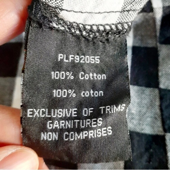 Coupe Collection Black and White Plaid Button Shirt Tie Waist Size Medium - Picture 12 of 15